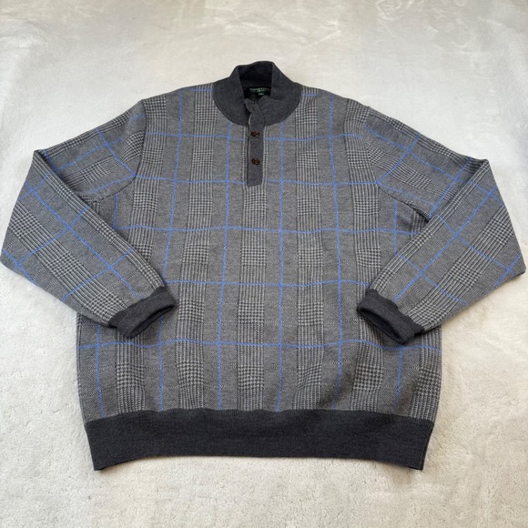 Fairway & Greene Other - Fairway & Greene Signature Mens L Italian Merino Wool Plaid 1/4 Zip Sweater